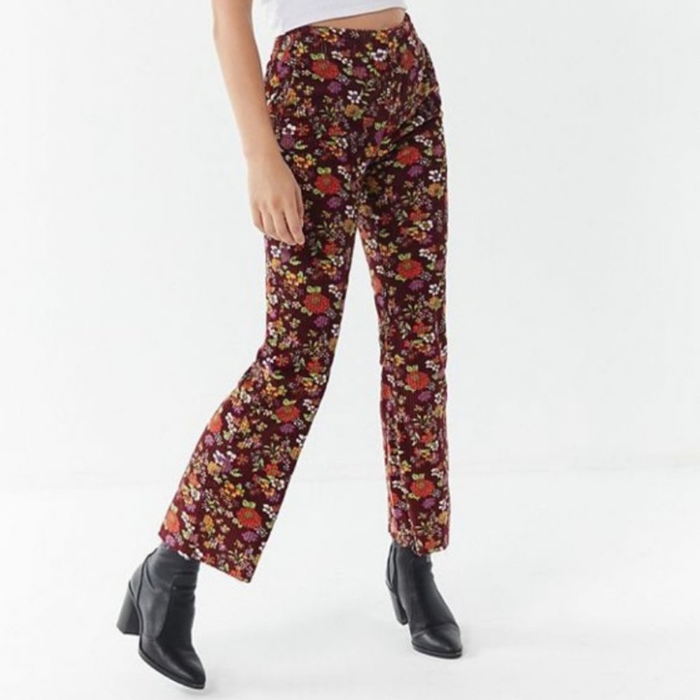 Urban Outfitters Cassie Corduroy 70’s Floral Pants
